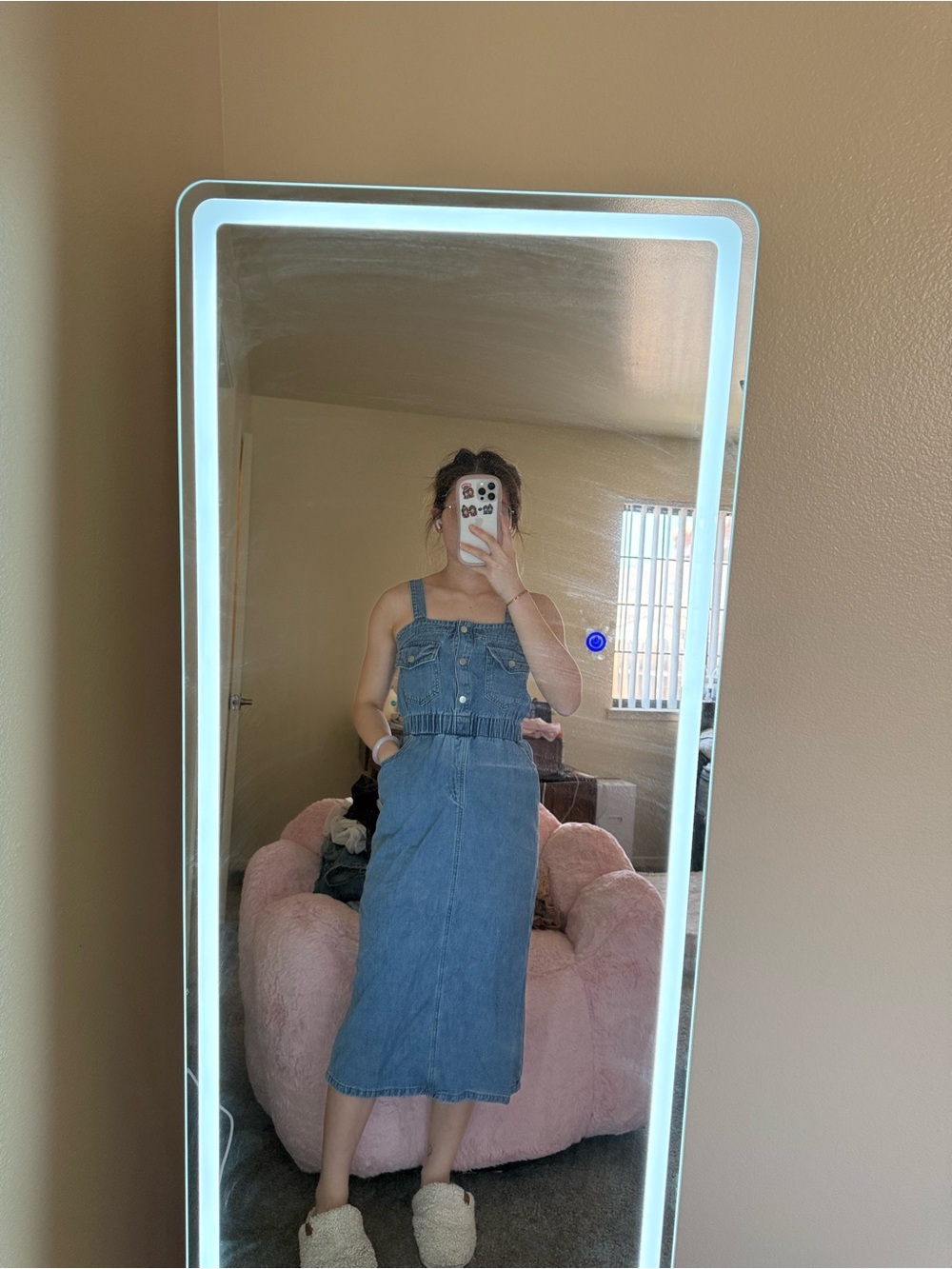 Denim Overall Dress - Blue